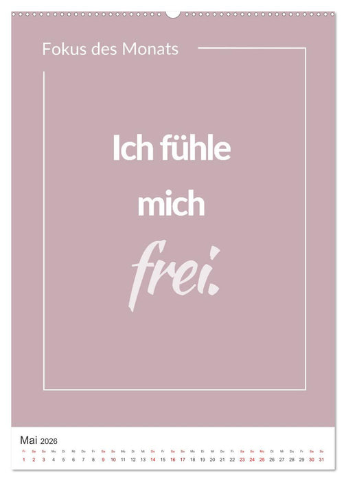 Achtsamkeitskalender: Mehr Achtsamkeit im Alltag mit dem Fokus des Monats (CALVENDO Wandkalender 2026)