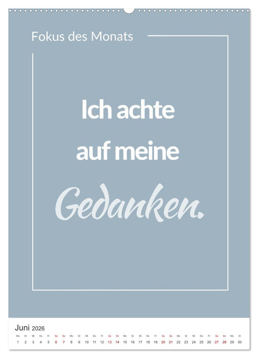 Achtsamkeitskalender: Mehr Achtsamkeit im Alltag mit dem Fokus des Monats (CALVENDO Wandkalender 2026)