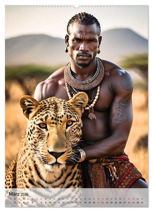 Verwegene Kerle - Muskeln, Tattoos und wilde Tiere (CALVENDO Premium Wandkalender 2026)