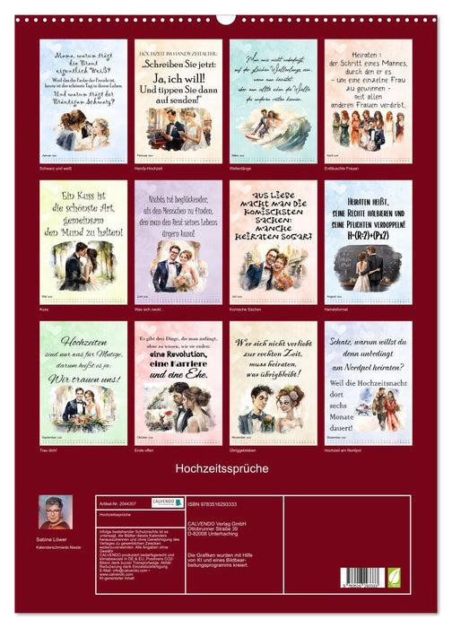 Hochzeitssprüche (CALVENDO Wandkalender 2026)