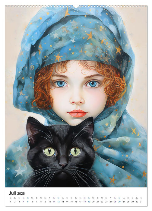 Katzenliebe Kunstbilder (CALVENDO Premium Wandkalender 2026)