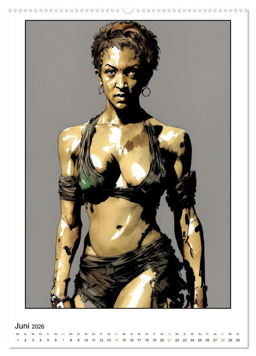 Frauenbilder mit Feder, Pinsel und KI (CALVENDO Wandkalender 2026)