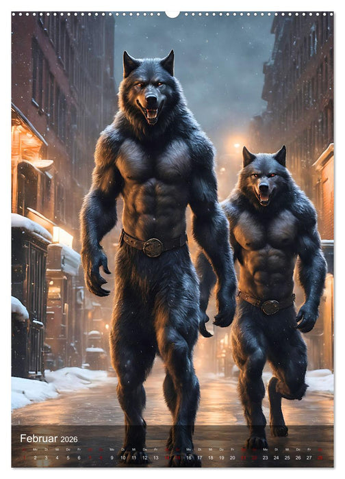 Werwölfe - mystischer Mond (CALVENDO Wandkalender 2026)