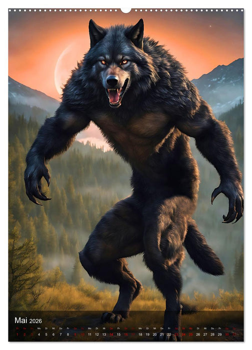 Werwölfe - mystischer Mond (CALVENDO Wandkalender 2026)
