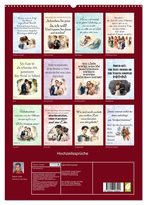 Hochzeitssprüche (CALVENDO Premium Wandkalender 2026)