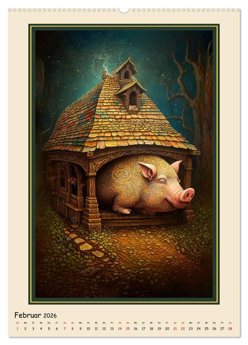 Bauernhoftiere - Humorvolle Karikaturen (CALVENDO Premium Wandkalender 2026)