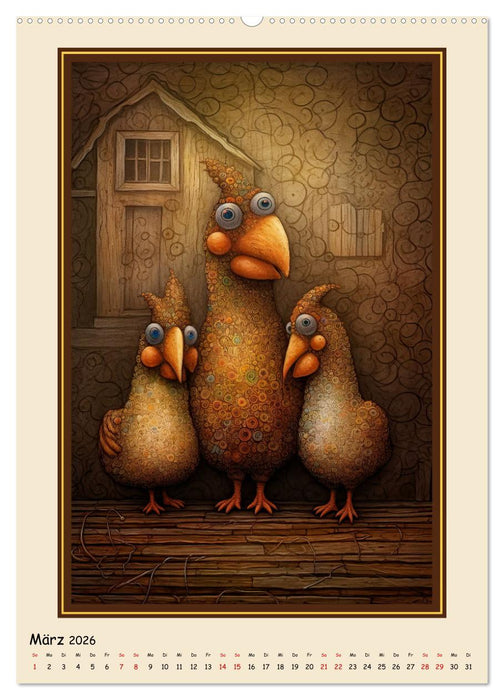 Bauernhoftiere - Humorvolle Karikaturen (CALVENDO Premium Wandkalender 2026)
