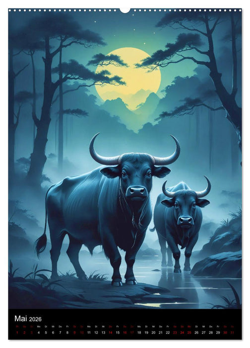 Asiatische Inspiration Fernöstlicher Art - Dunkle Werke (CALVENDO Premium Wandkalender 2026)