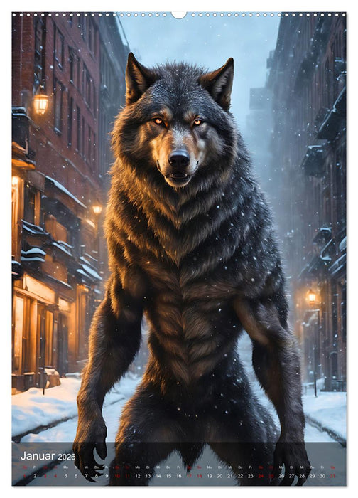 Werwölfe - mystischer Mond (CALVENDO Premium Wandkalender 2026)