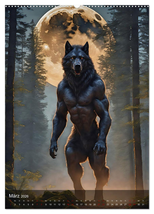 Werwölfe - mystischer Mond (CALVENDO Premium Wandkalender 2026)