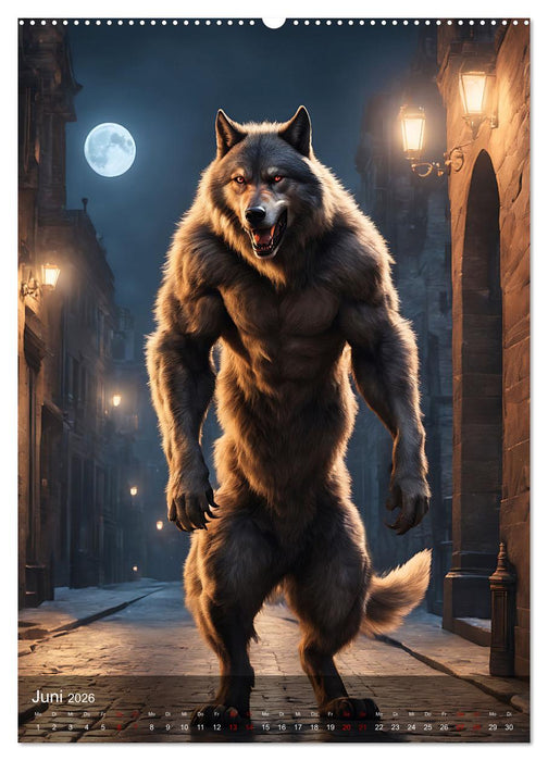 Werwölfe - mystischer Mond (CALVENDO Premium Wandkalender 2026)