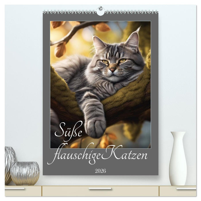 Süße flauschige Katzen (CALVENDO Premium Wandkalender 2026)
