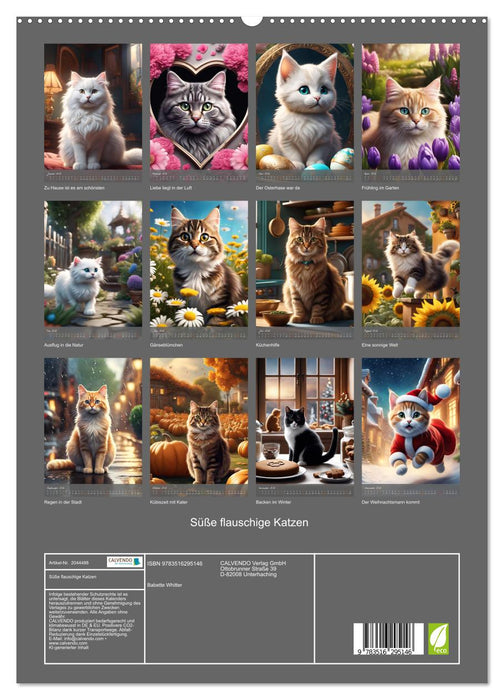 Süße flauschige Katzen (CALVENDO Premium Wandkalender 2026)
