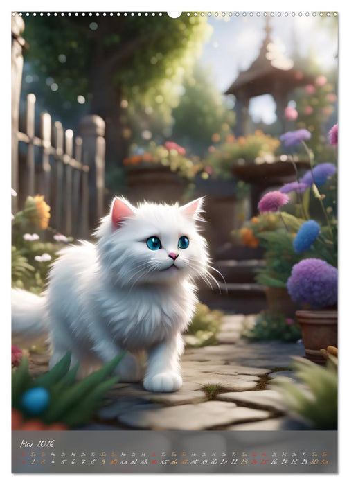 Süße flauschige Katzen (CALVENDO Premium Wandkalender 2026)