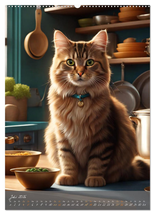 Süße flauschige Katzen (CALVENDO Premium Wandkalender 2026)