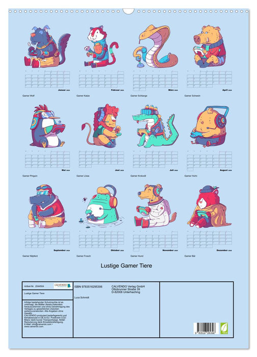Lustige Gamer Tiere (CALVENDO Wandkalender 2026)