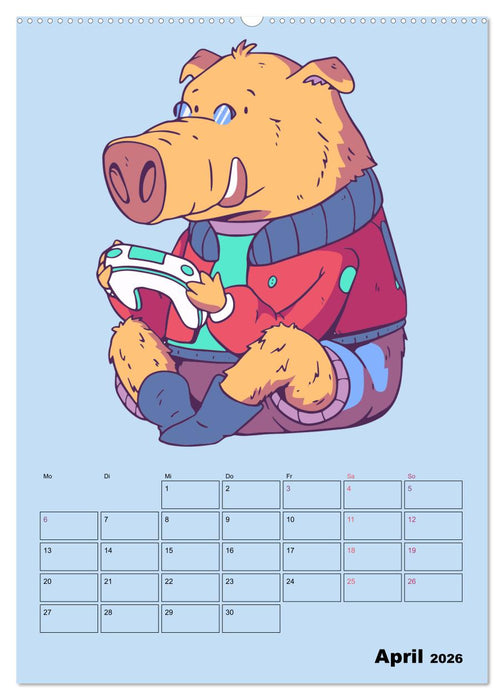 Lustige Gamer Tiere (CALVENDO Wandkalender 2026)