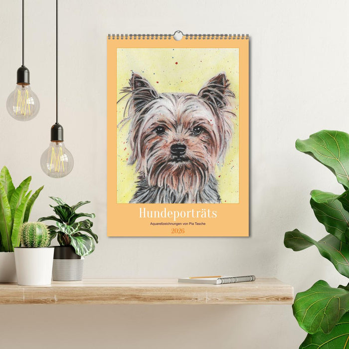 Hundeporträts - Aquarellzeichnungen von Pia Tasche (CALVENDO Wandkalender 2026)