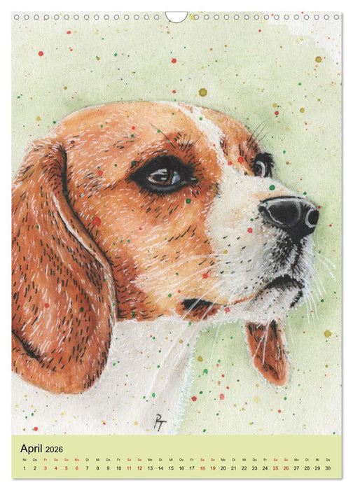 Hundeporträts - Aquarellzeichnungen von Pia Tasche (CALVENDO Wandkalender 2026)