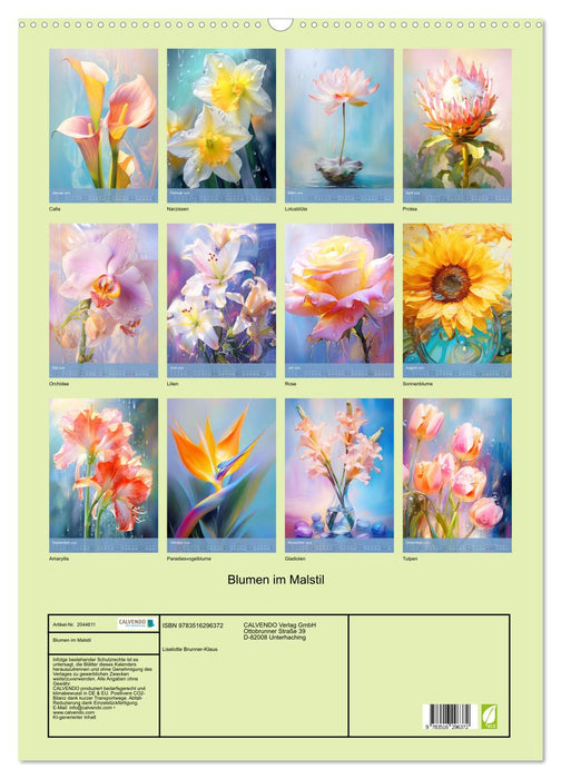 Blumen im Malstil (CALVENDO Wandkalender 2026)