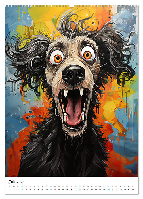 Crazy Dogs Bekannte Hunderassen im Comicstyle (CALVENDO Premium Wandkalender 2026)