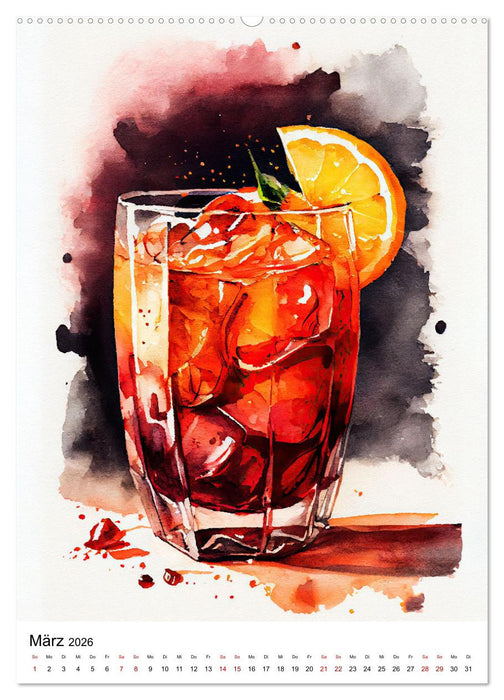 Künstlerische Cocktails (CALVENDO Premium Wandkalender 2026)