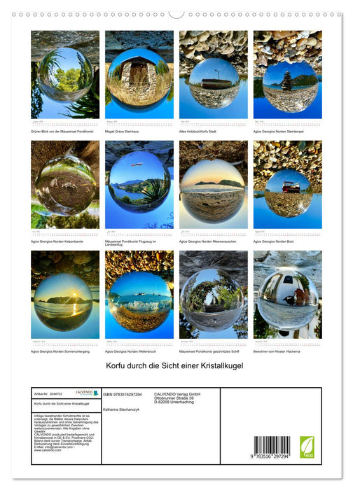 Korfu durch die Sicht einer Kristallkugel (CALVENDO Premium Wandkalender 2026)