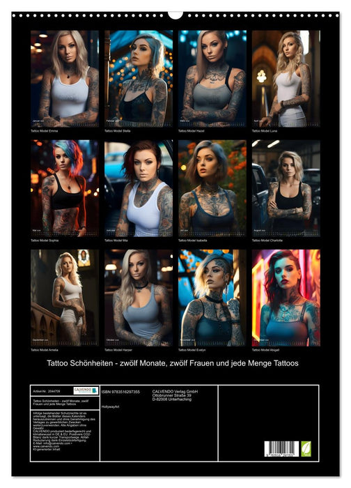 Tattoo Schönheiten - zwölf Monate, zwölf Frauen und jede Menge Tattoos (CALVENDO Wandkalender 2026)