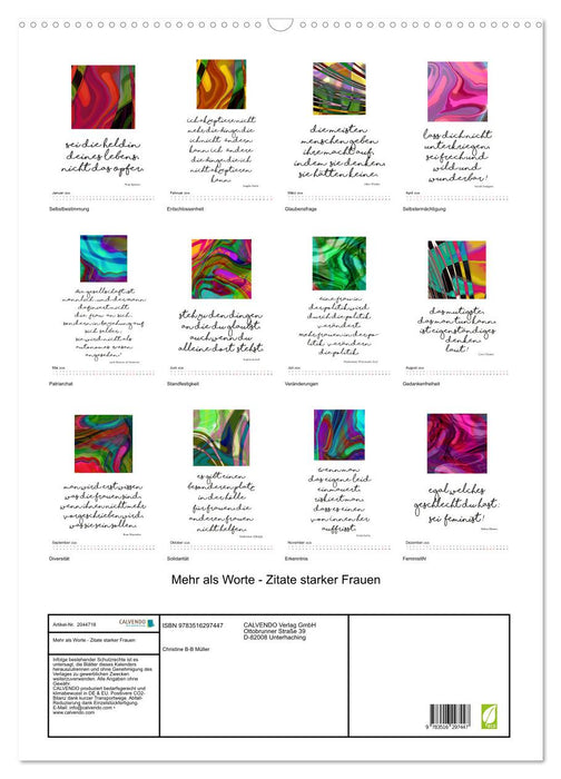 Mehr als Worte - Zitate starker Frauen (CALVENDO Wandkalender 2026)