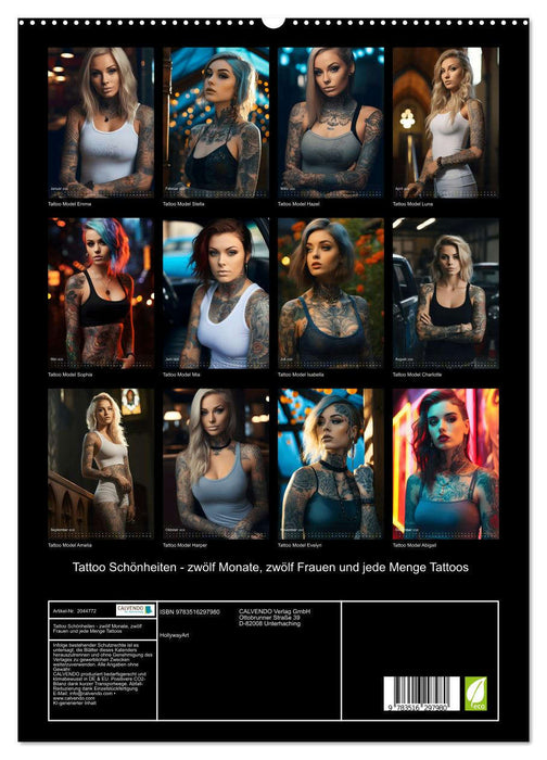Tattoo Schönheiten - zwölf Monate, zwölf Frauen und jede Menge Tattoos (CALVENDO Premium Wandkalender 2026)