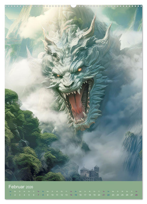 Sagenland der Drachen (CALVENDO Premium Wandkalender 2026)