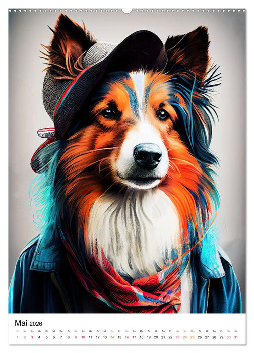 Hunde im Hipster Stil (CALVENDO Premium Wandkalender 2026)