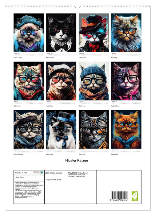 Hipster Katzen (CALVENDO Premium Wandkalender 2026)