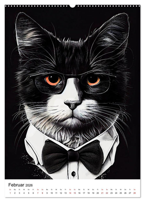 Hipster Katzen (CALVENDO Premium Wandkalender 2026)