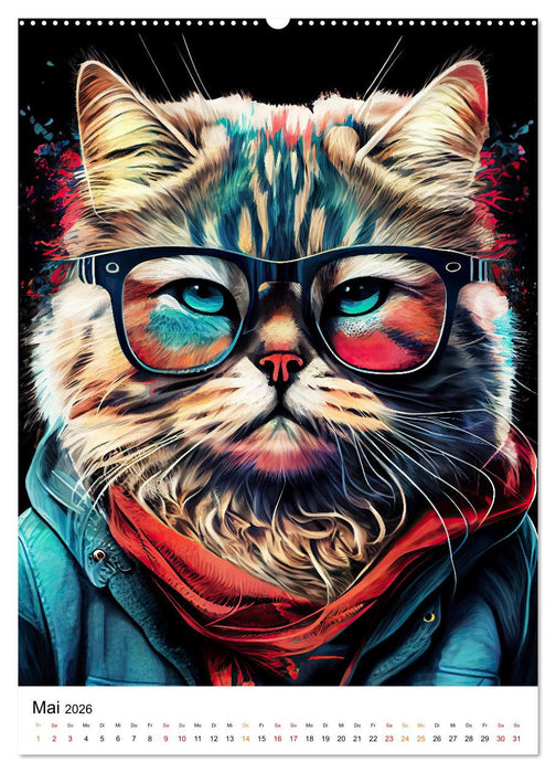 Hipster Katzen (CALVENDO Premium Wandkalender 2026)