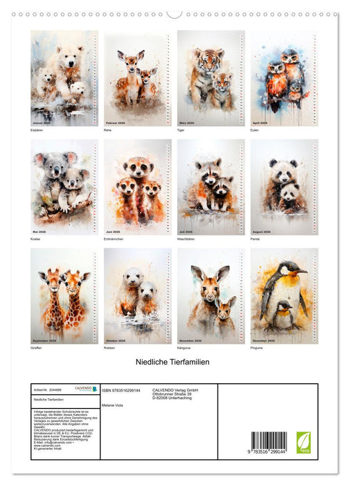 Niedliche Tierfamilien (CALVENDO Premium Wandkalender 2026)