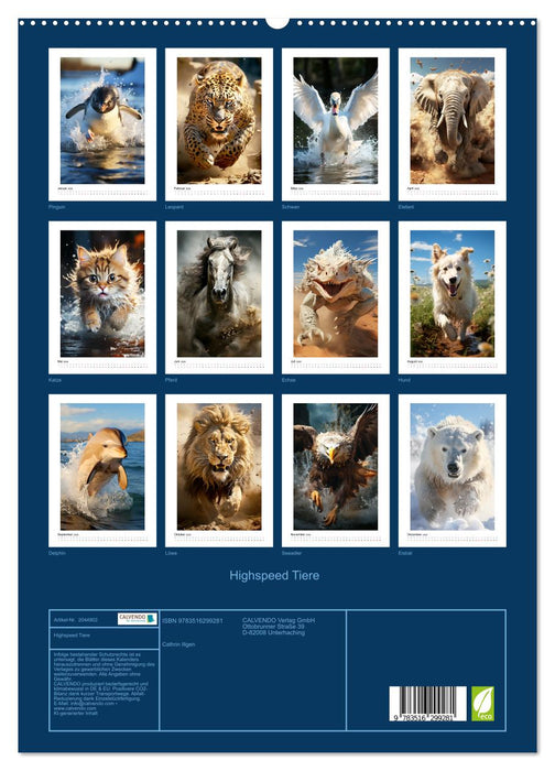 Highspeed Tiere (CALVENDO Premium Wandkalender 2026)