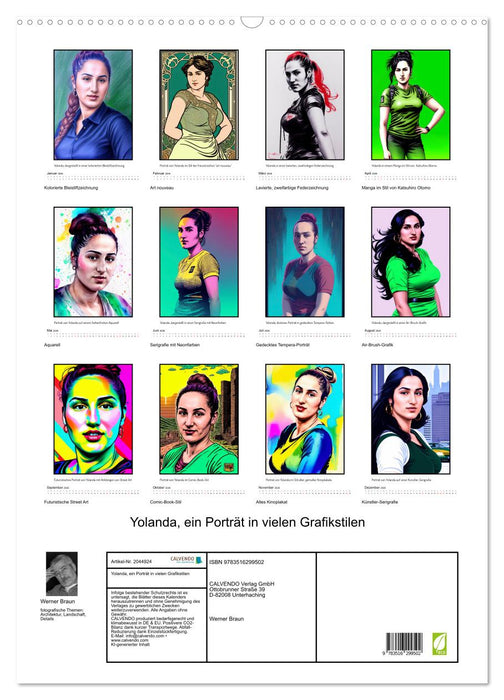 Yolanda, ein Porträt in vielen Grafikstilen (CALVENDO Wandkalender 2026)