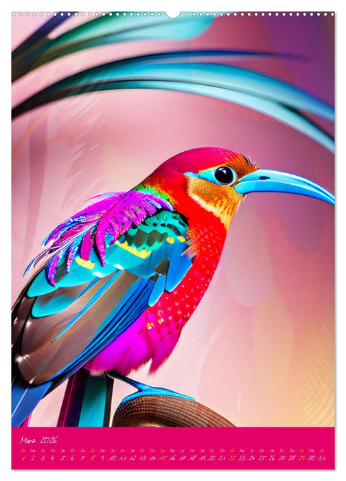 Exotische Vögel. Zauberhafte Vogelvielfalt mit KI (CALVENDO Wandkalender 2026)