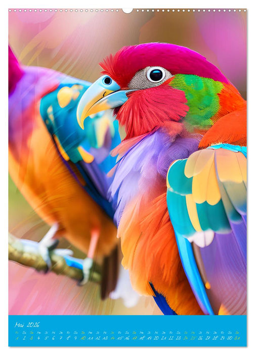 Exotische Vögel. Zauberhafte Vogelvielfalt mit KI (CALVENDO Wandkalender 2026)