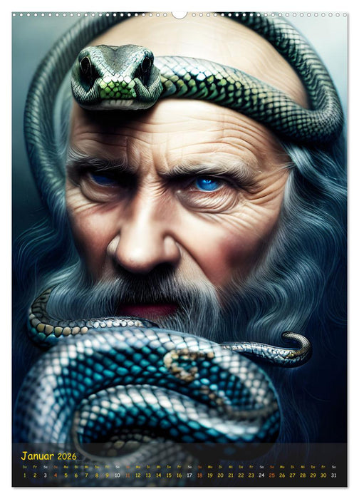Schlangenköpfe Geschmeidige Wesen kreieren Kunstwerke (CALVENDO Premium Wandkalender 2026)