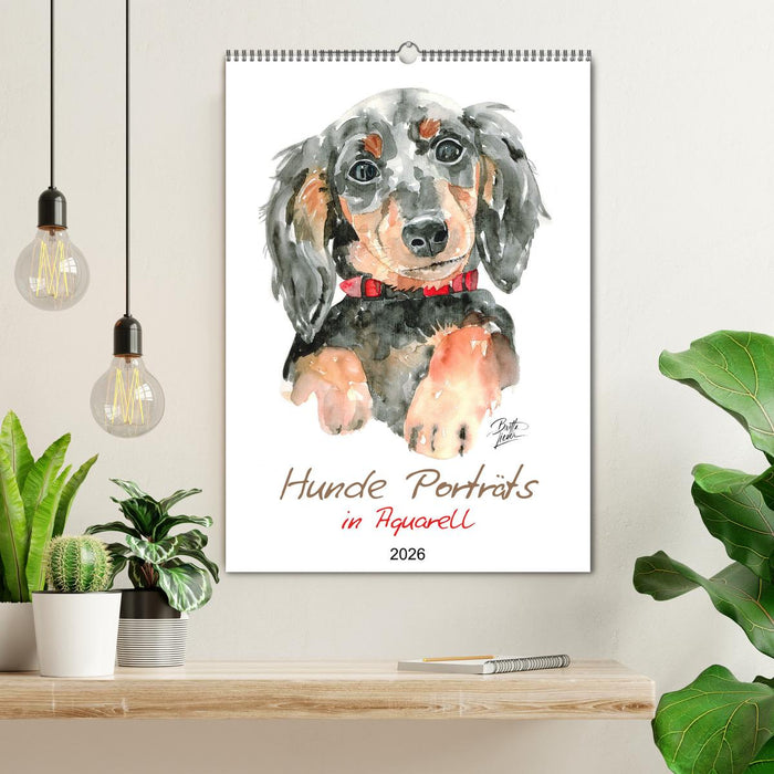 Hunde Porträts in Aquarell (CALVENDO Wandkalender 2026)