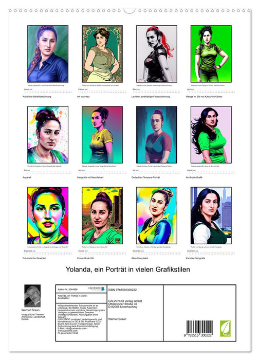 Yolanda, ein Porträt in vielen Grafikstilen (CALVENDO Premium Wandkalender 2026)