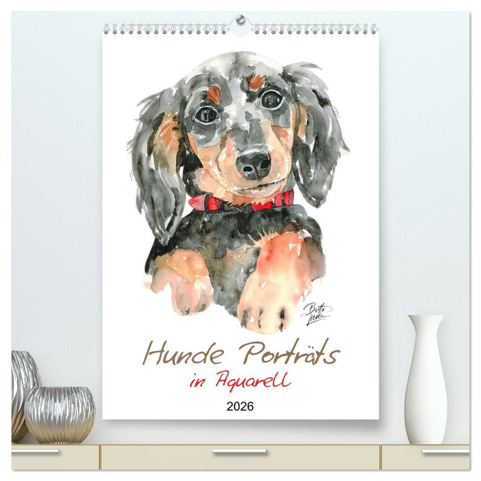 Hunde Porträts in Aquarell (CALVENDO Premium Wandkalender 2026)