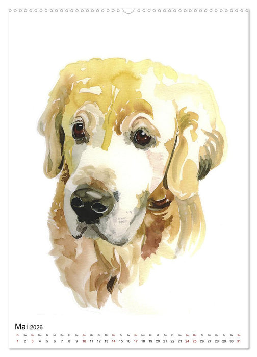 Hunde Porträts in Aquarell (CALVENDO Premium Wandkalender 2026)