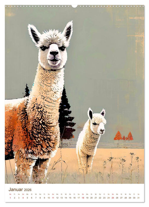 Schöne Alpakas (CALVENDO Wandkalender 2026)