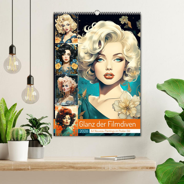 Glanz der Filmdiven. Art Nouveau Paintings im Poster-Stil (CALVENDO Wandkalender 2026)