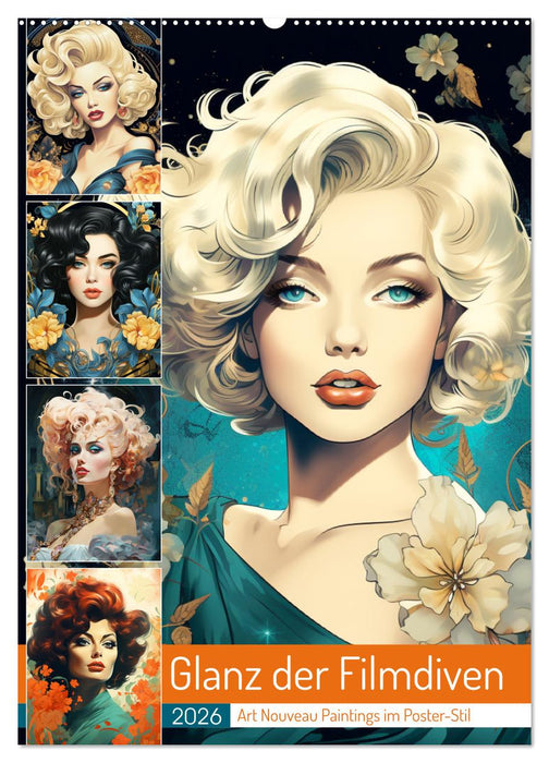 Glanz der Filmdiven. Art Nouveau Paintings im Poster-Stil (CALVENDO Wandkalender 2026)