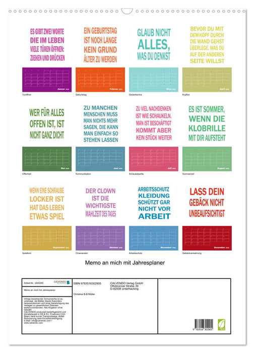 Memo an mich mit Jahresplaner (CALVENDO Wandkalender 2026)