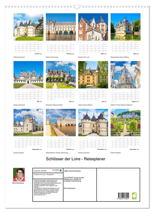 Schlösser der Loire - Reiseplaner (CALVENDO Wandkalender 2026)